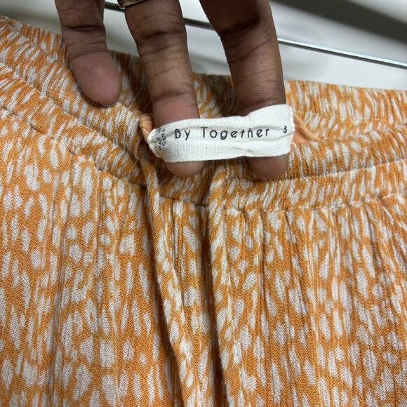 By Together Tiered Abstract Yellow Stretchy Waist Knee Length Skirt Women Small - Picture 4 of 7